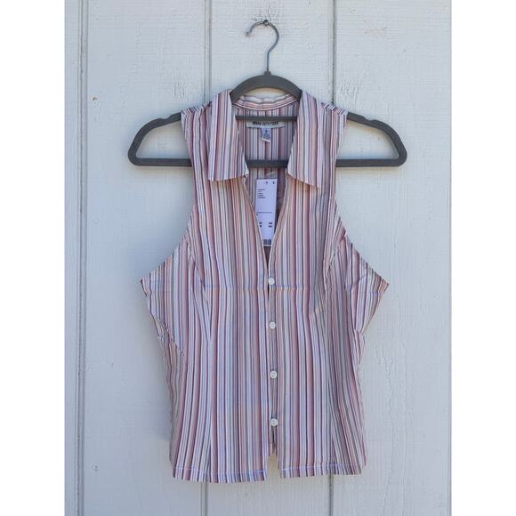 NWT Urban Outfitters Party Girl Cotton-Blend Button Down Sleeveless Shirt, Sz S - Picture 2 of 8